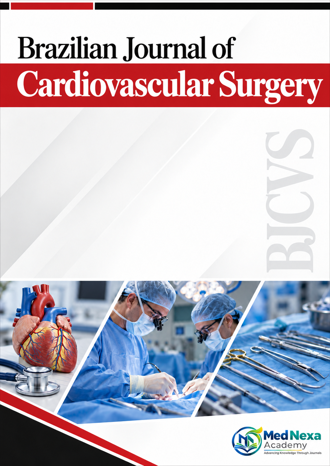 Brazilian Journal of Cardiovascular Surgery journal cover featuring cardiovascular surgery